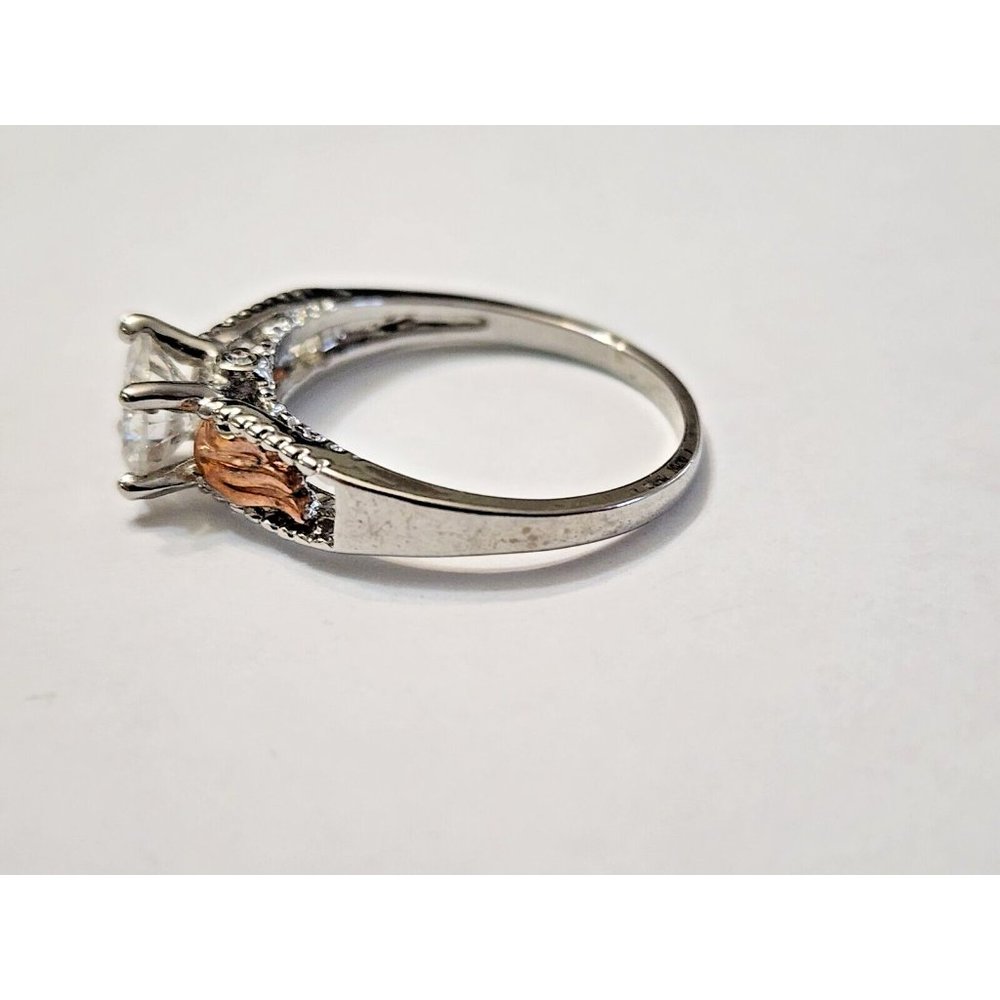 Cubic Zirconia CZ Gold Wings Silver Plated Ring Sz 9 - Picture 6 of 7